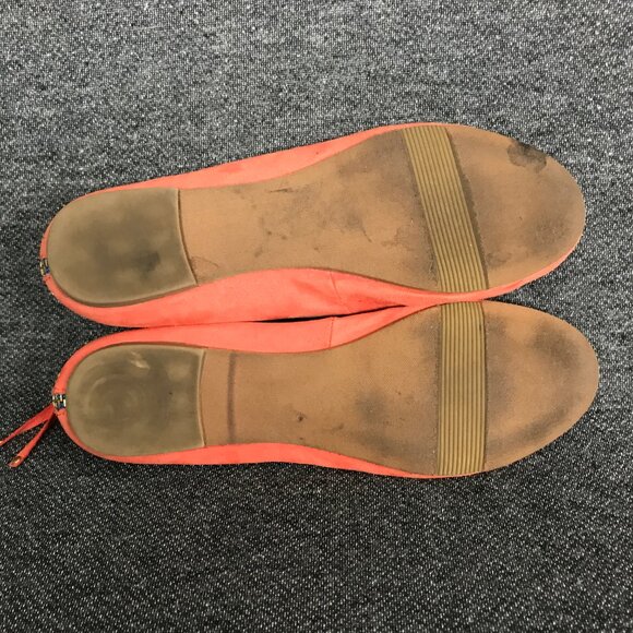 Madden Girl Harmonee Coral Canvas Slip On Ballet Flats Zip Back Gold Studs Sz 6 - Picture 8 of 8